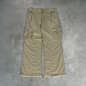 Graphite Jeanswear Wide Leg Cargo Pants 100% Cotton Khaki Mens 34x32